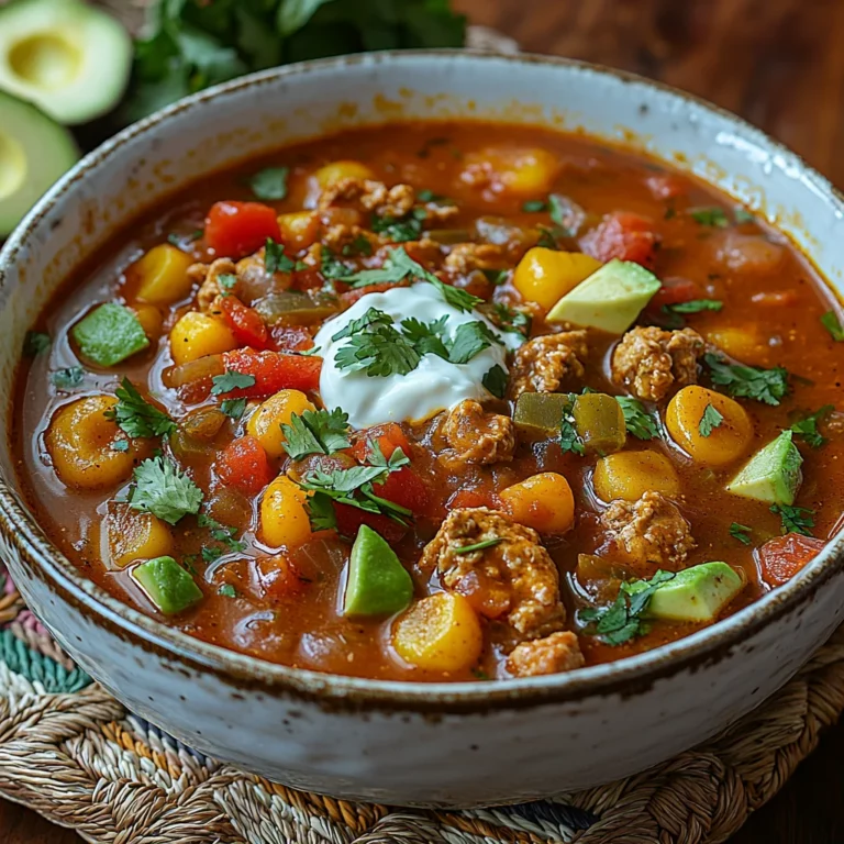Creamy tamale soup with golden corn masa dumplings, rich red broth, and fresh cilantro in white ceramic bowl