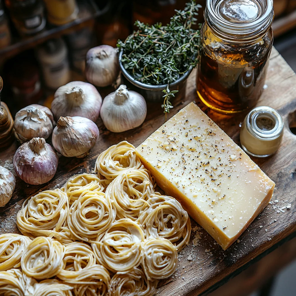 French Onion Pasta with creamy sauce, golden edges, fresh herbs, and rich textures