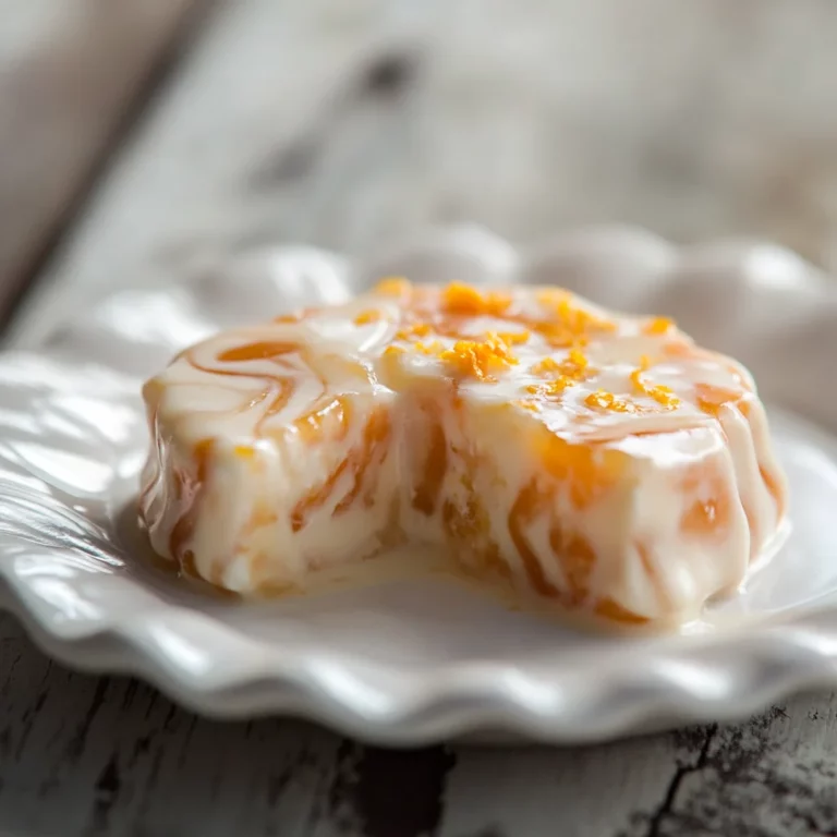glossy orange cream candy pieces with crystallized sugar coating on marble countertop