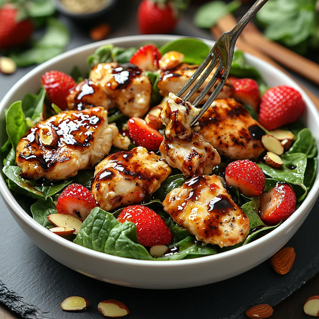 Strawberry Spinach Salad with Chicken, showcasing vibrant colors and fresh textures