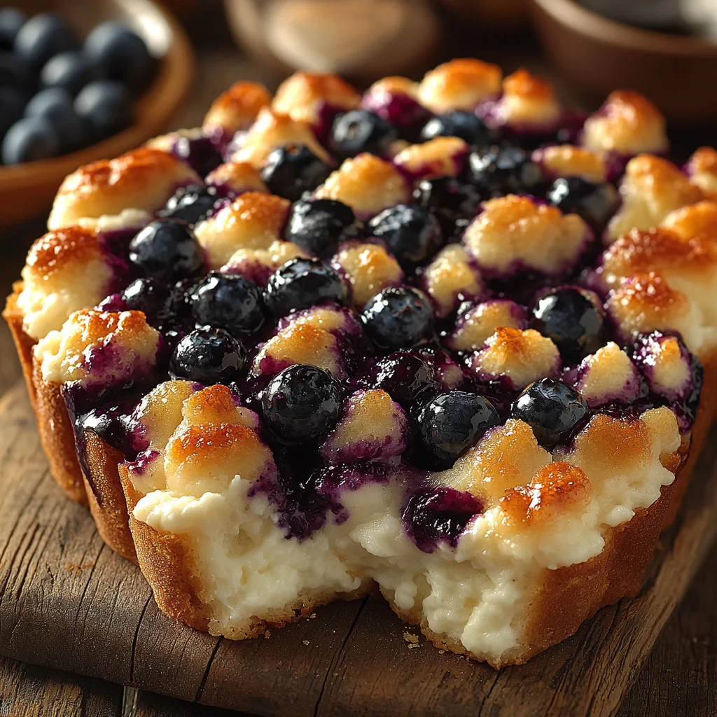cottage cheese blueberry cloud bread with golden crust and juicy berries peeking through fluffy batter