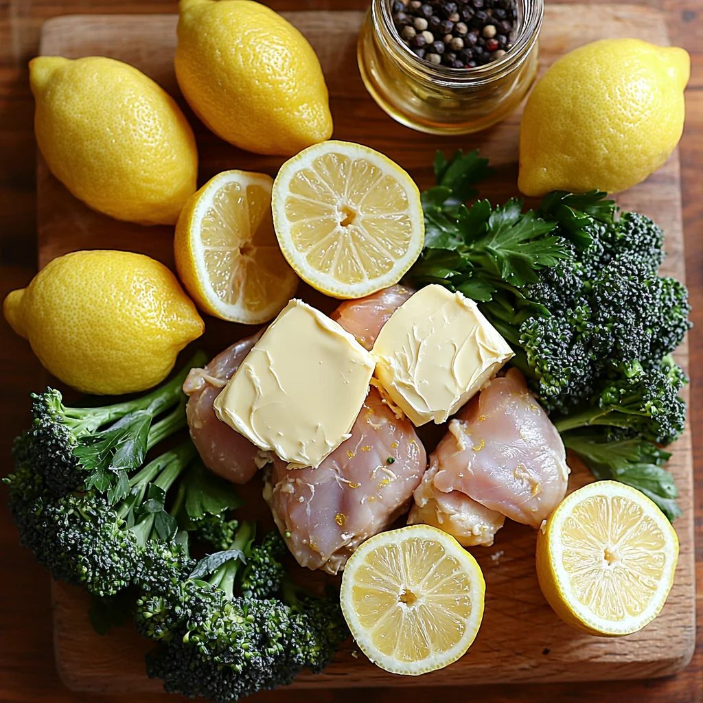 Cowboy Butter Lemon Chicken Broccoli in a white ceramic dish with golden roasted edges and glossy sauce coating the broccoli