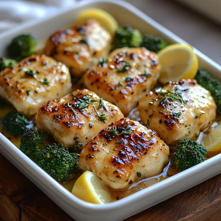 juicy lemon chicken with broccoli in creamy cowboy butter sauce, roasted to golden perfection with fresh herbs