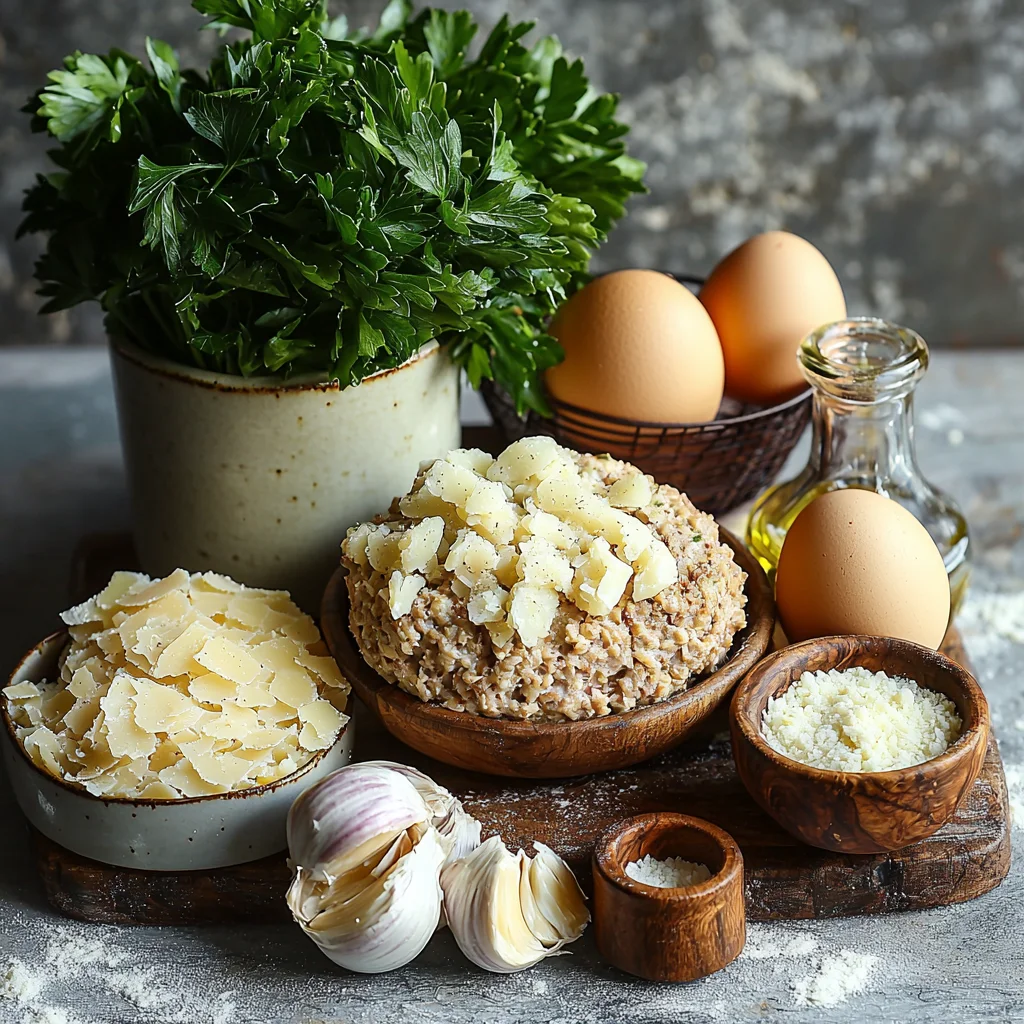 Fresh ingredients for making Garlic Parmesan Meatloaf