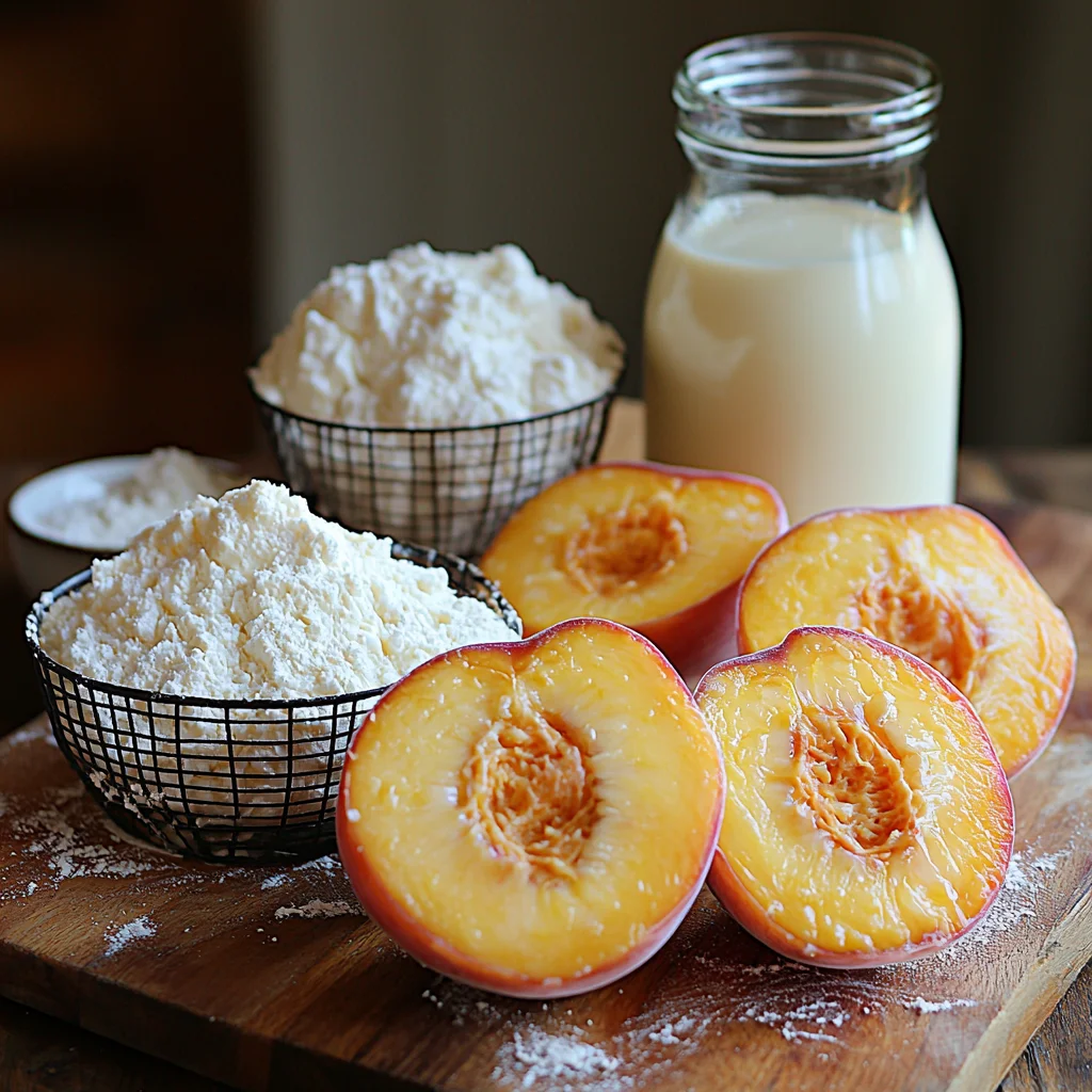 Golden homemade peach cobbler muffins with crumbly streusel topping and juicy peach chunks peeking through