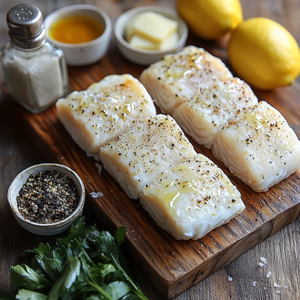 lemon butter baked cod with golden roasted edges and creamy sauce coating flaky cod fillets