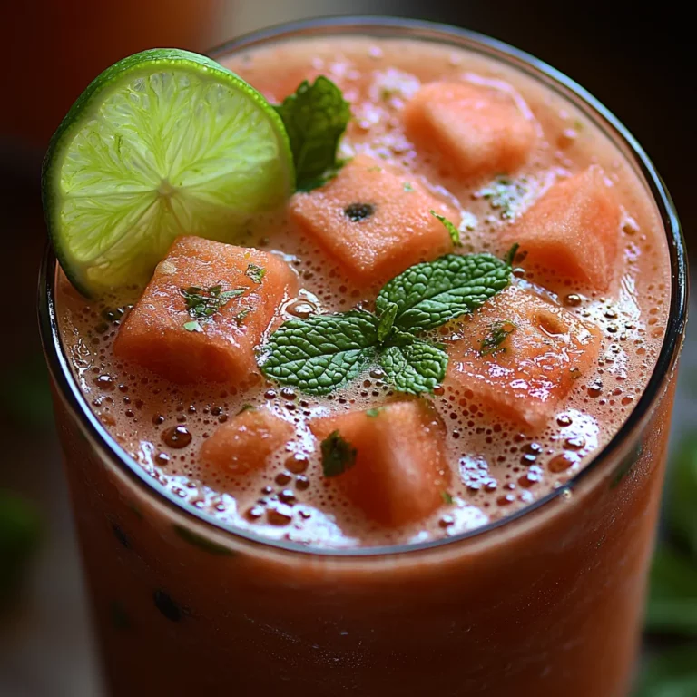 refreshing watermelon agua fresca in a glass pitcher with fresh mint leaves and ice cubes