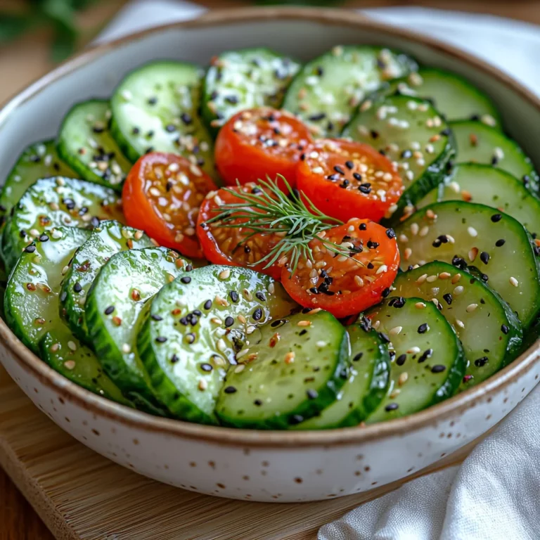 crisp cucumber salad with cherry tomatoes and fresh drizzled dressing in white bowl